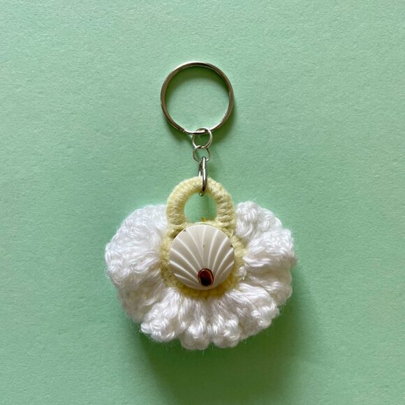 Sunflower Keychain Charm, Crochet Handmade Backpack Charm - Picture 3 of 7